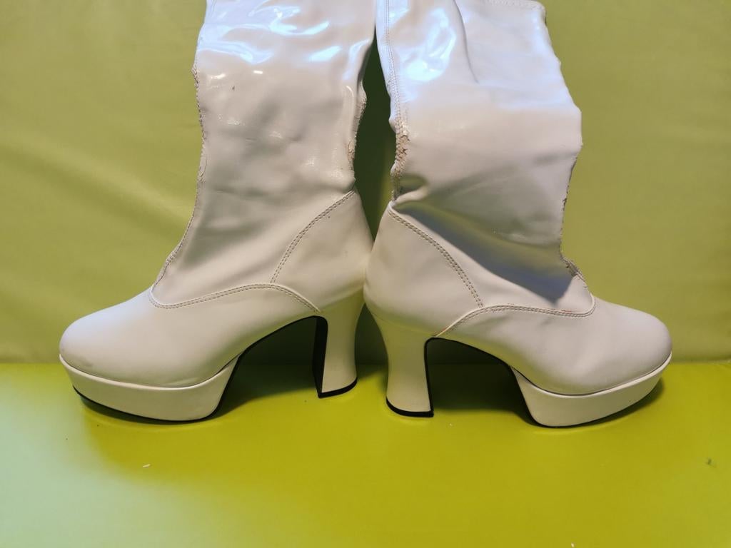 Witte plateau laarzen, Kleding | Dames, Schoenen, Hoge laarzen, Wit, Ophalen of Verzenden, Zo goed als nieuw
