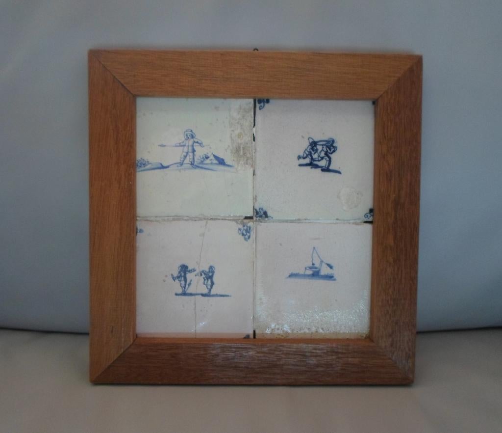 Oud Hollandse Tegels 4 Stuks, Antiek en Kunst, Ophalen of Verzenden