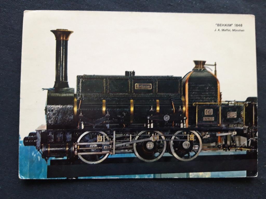 kaart stoomlocomotief Maffei " Behaim " 1848, Ophalen of Verzenden, Voor 1920, Gelopen, Voertuig