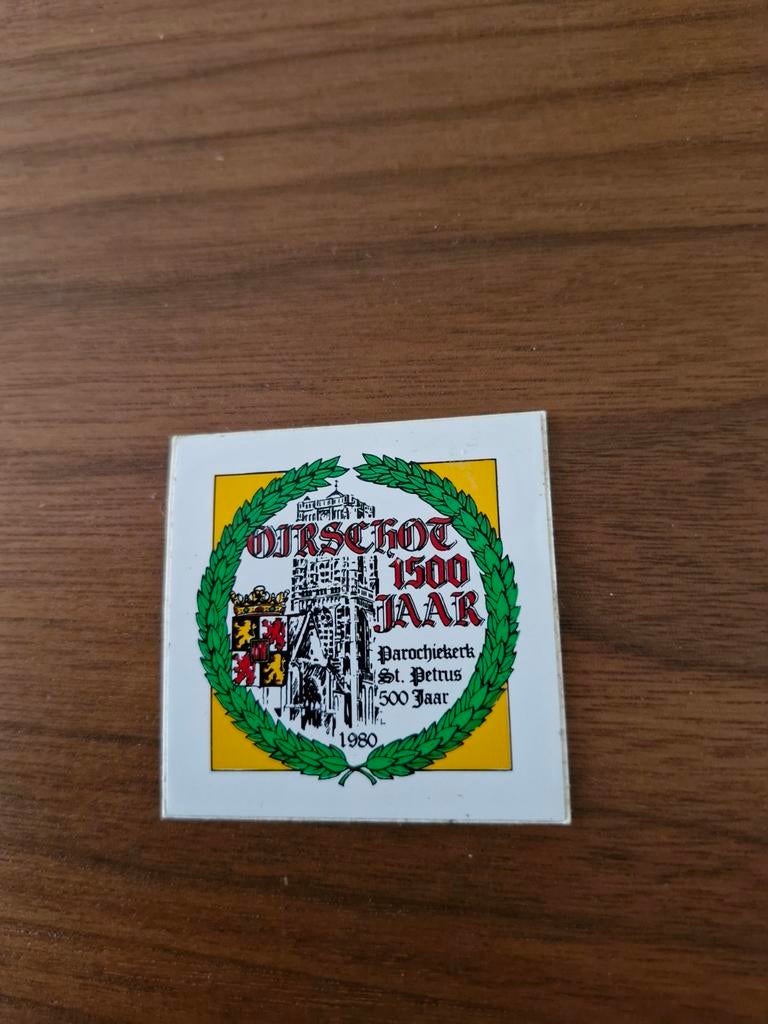 5942 Sticker  Oirschot 1500 jaar in 1980, Ophalen of Verzenden, Zo goed als nieuw