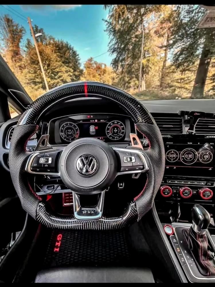 Stuur op maat Volkswagen sportief GTI leer carbon alcantara, Auto diversen, Tuning en Styling, Ophalen of Verzenden, ., ., .