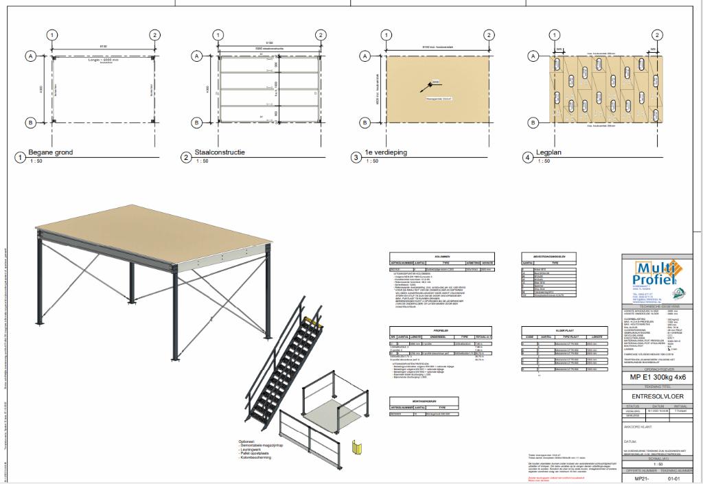 Entresolvloer / Tussenvloer 4x6m - 3m hoog -Nieuw- Mezzanine, Ophalen of Verzenden