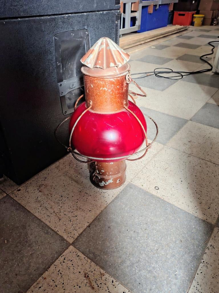 Rode Scheepslamp met Olielamp, Ophalen of Verzenden