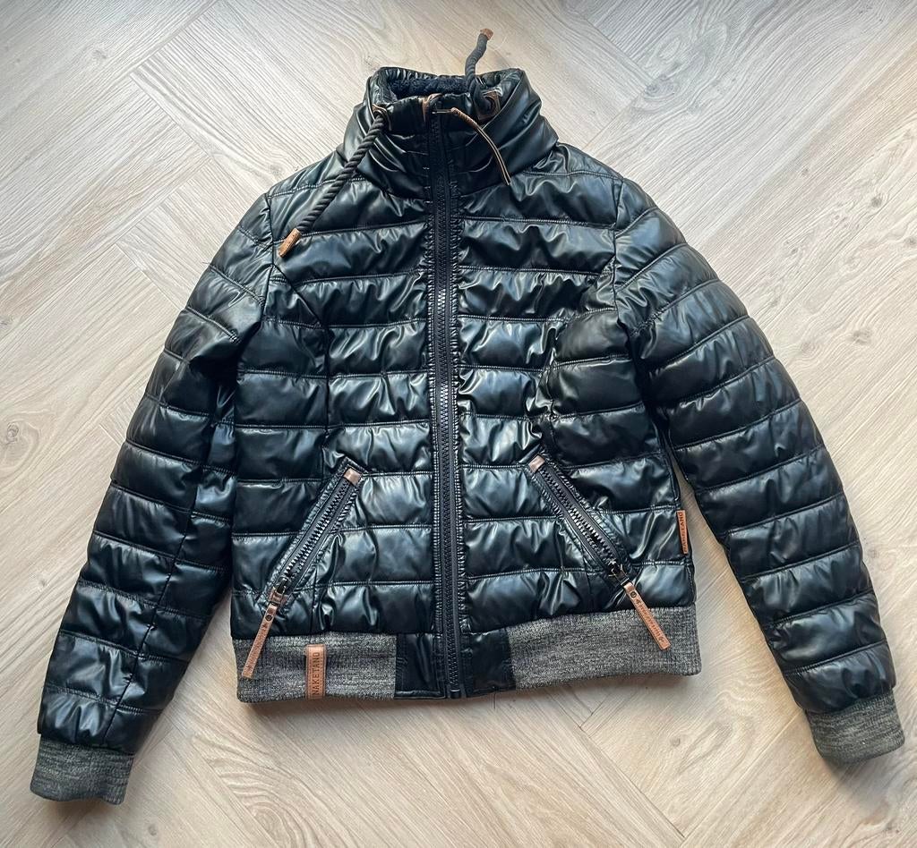 Winterjas zwart met bruin van Naketano maat L, Ophalen of Verzenden, Zo goed als nieuw, Maat 52/54 (L), Zwart