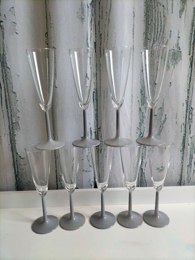 Franse Champagne Flûte op grijze steel en voet, Verzamelen, Ophalen of Verzenden, Zo goed als nieuw, Overige typen