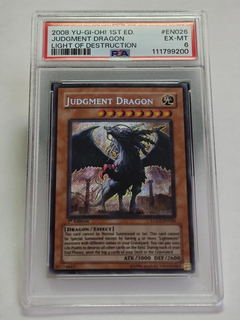 Yu-Gi-Oh - Judgment Dragon (LODT-EN026) - 1st Ed. - PSA 6, Ophalen of Verzenden, Nieuw, Losse kaart, Foil