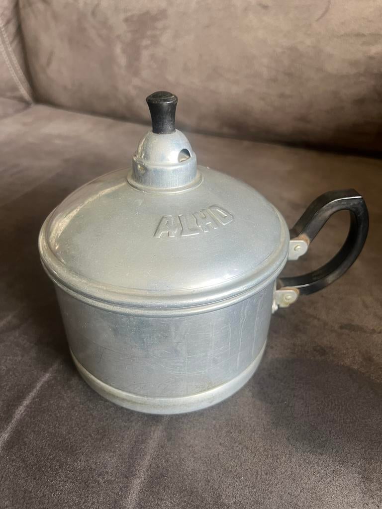 Vintage Jaren ‘50 Aluminium Alho Eierkoker met Fluit., Ophalen of Verzenden