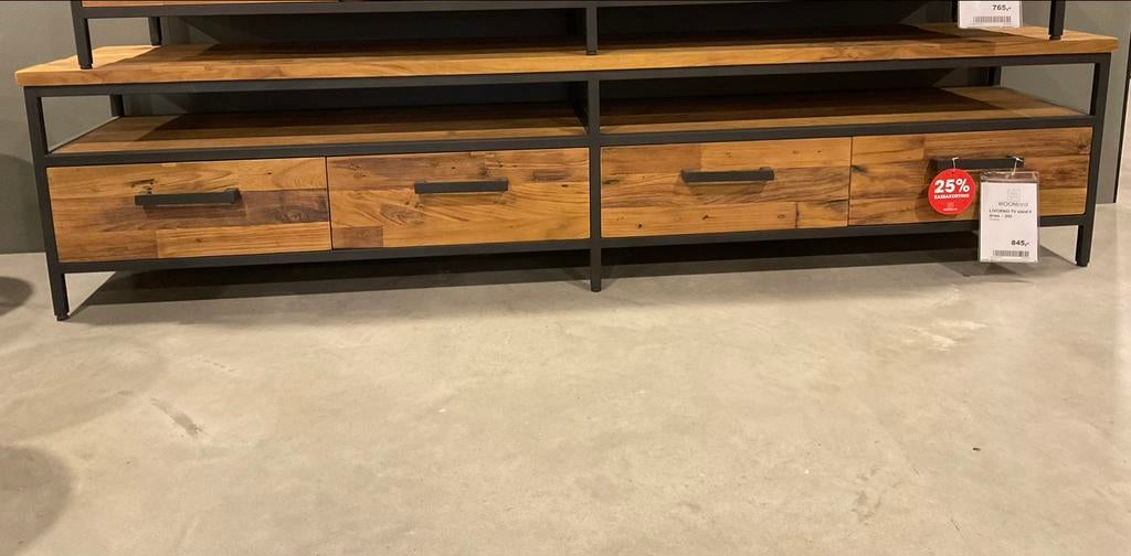 Showroomopruiming | Tv Kast Livorno 200 cm | Recycled Teak, Teakhout, Nieuw, Ophalen of Verzenden, 200 cm of meer