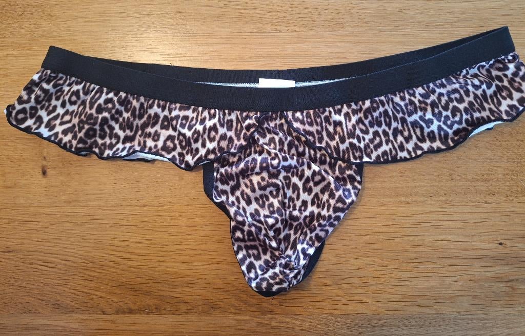luipaard string maat m, Verzenden, Zwart, Overige typen