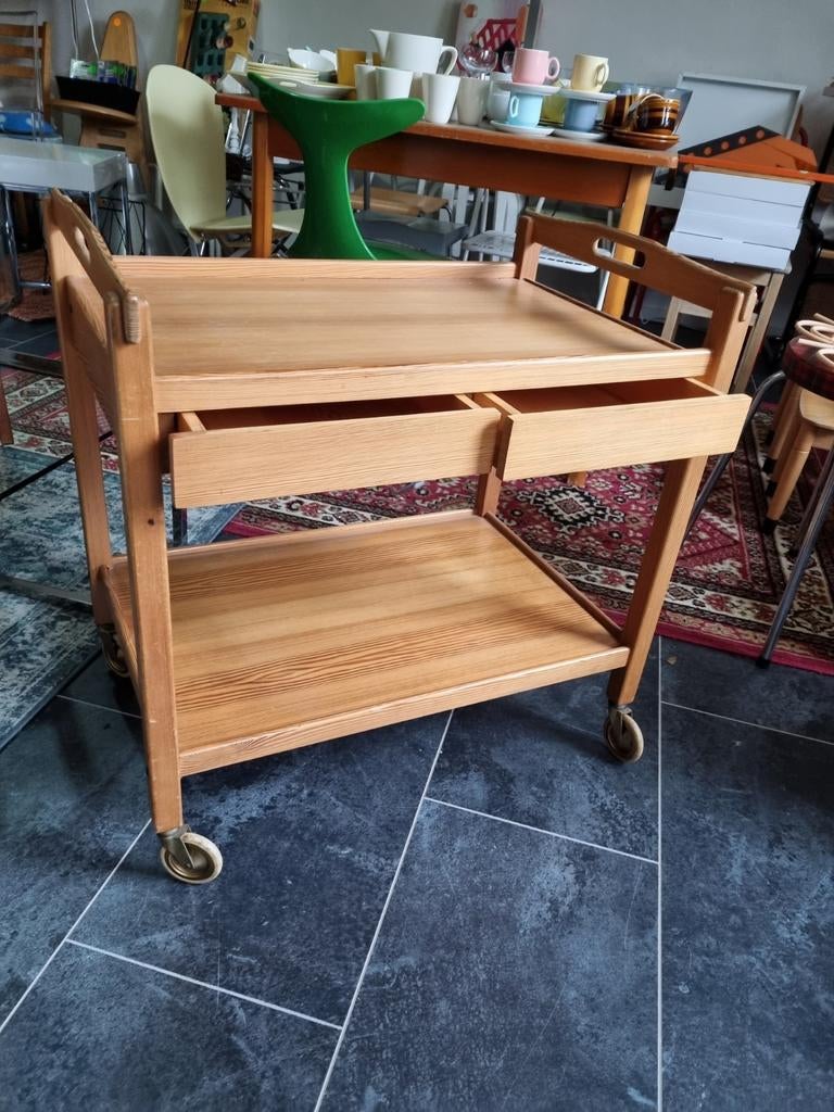 Vintage Ikea Erik Wotrz Rullan serveerwagen barcart, Huis en Inrichting, Tafels | Bijzettafels, Ophalen, Zo goed als nieuw, Rond