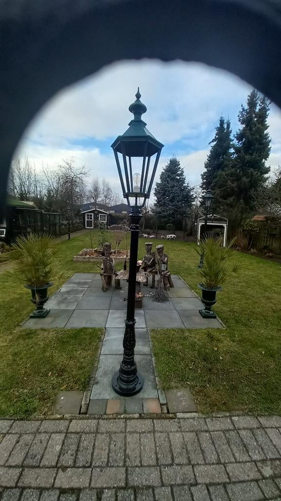 Sierlijke Parijse Lantaarnpaal fabr.C-L, Tuin en Terras, Buitenverlichting, Staande lamp, Aluminium, Ophalen of Verzenden, Netvoeding