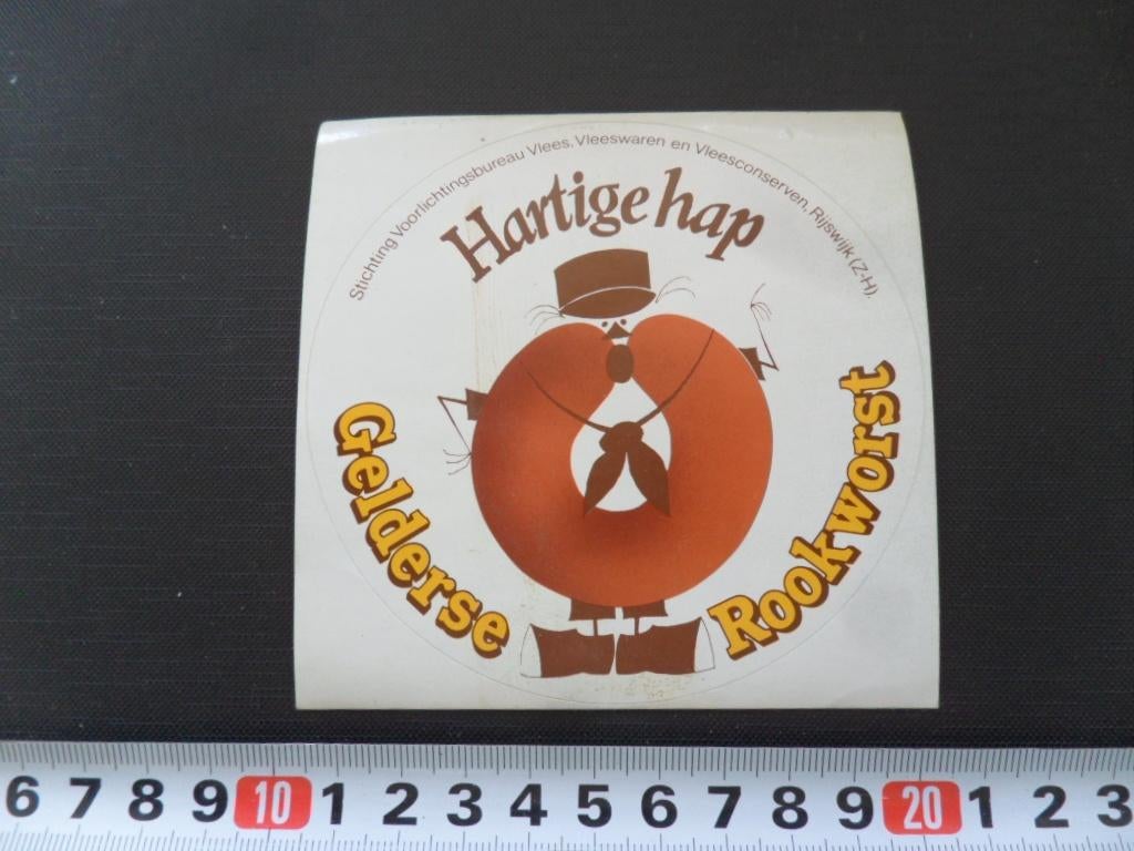 sticker hartige hap gelderse rookworst, Verzamelen, Ophalen, Zo goed als nieuw