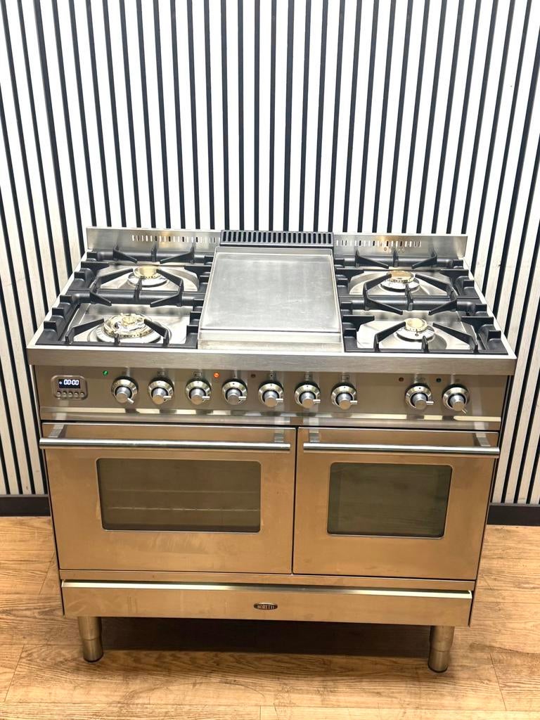 Luxe Boretti 100 cm Gasfornuis met Oven en Magnetron, Witgoed en Apparatuur, Fornuizen, Fornello Esperta, Zo goed als nieuw, Energieklasse A of zuiniger