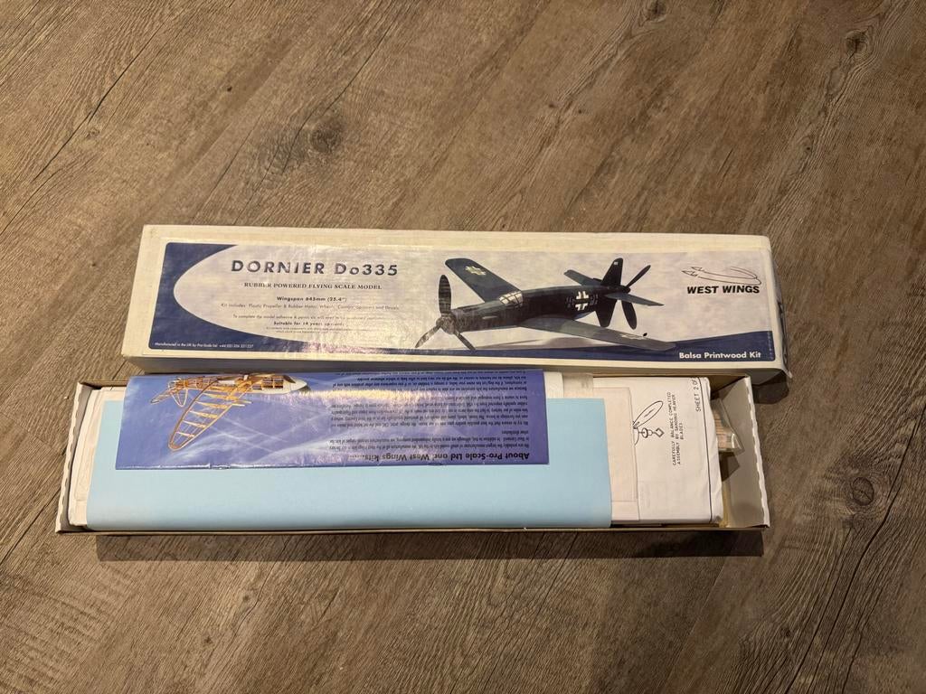 Vintage West Wings Dornier Do 335 Balsa Model Kit, Hobby en Vrije tijd, Modelbouw | Vliegtuigen en Helikopters, Nieuw, Vliegtuig