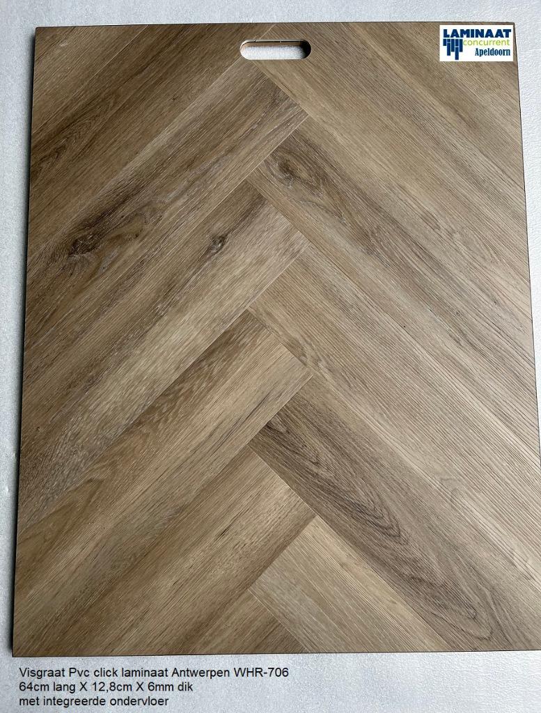 Visgraat Pvc Click Antwerpen 6mm dik + integreerde ondervloe, Huis en Inrichting, Stoffering | Vloerbedekking, Nieuw, Laminaat