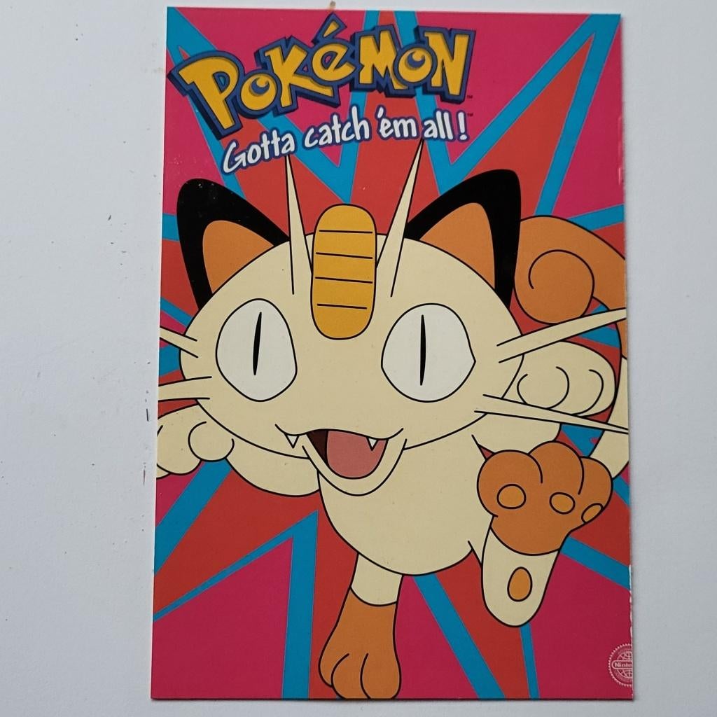 ingelijste Pokémon MEOWTH LEAPING 1995 Nintendo postkaart, Ophalen of Verzenden, Zo goed als nieuw