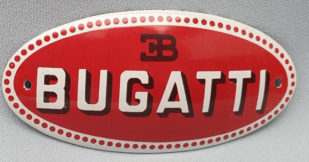 Bugatti, emaillen schildje, Verzenden, Zo goed als nieuw, Auto's