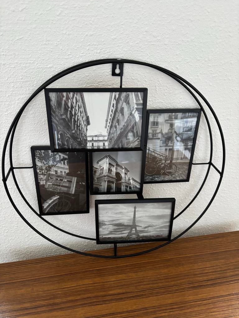 Zwarte metalen fotolijst voor 5 foto's, Minder dan 50 cm, Metaal of Aluminium, Ophalen of Verzenden, Zo goed als nieuw