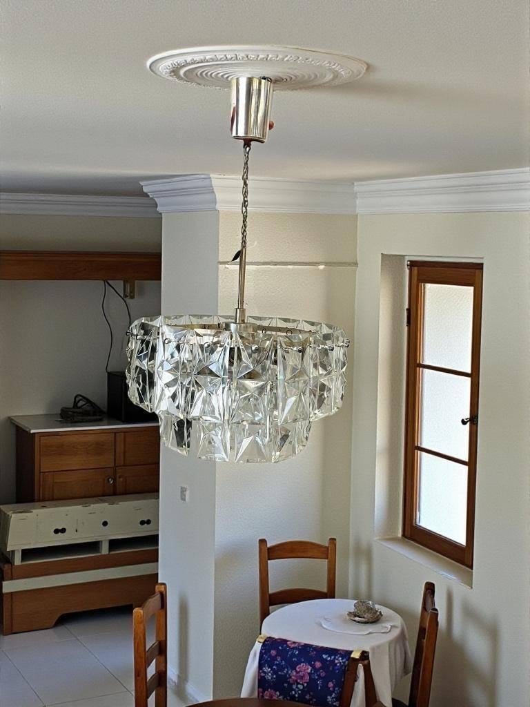 vintage glazen hanglamp / luster KINKELDEY, Ophalen, Gebruikt, Minder dan 50 cm