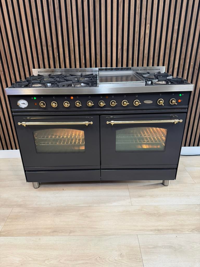 Unieke 7-pits Boretti Fornuis 120 cm breed (Gratis bezorgen), 5258sh, Ophalen of Verzenden, Zo goed als nieuw, Energieklasse A of zuiniger