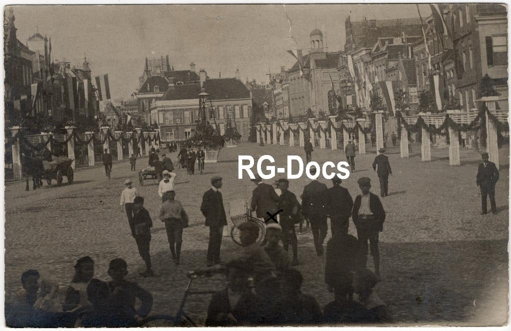 Ansichtkaart - Fotokaart feest Vismarkt Groningen 1909, Ophalen of Verzenden, Voor 1920, Groningen