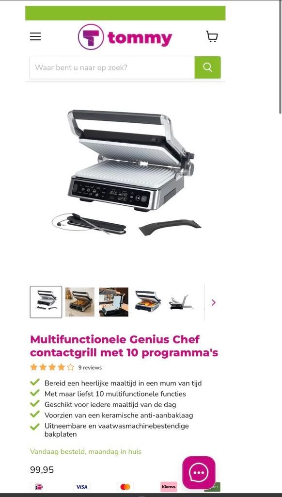 Multifunctionele Genius Chef Contactgrill, Witgoed en Apparatuur, Contactgrills, Ophalen, Uitneembare platen, Nieuw
