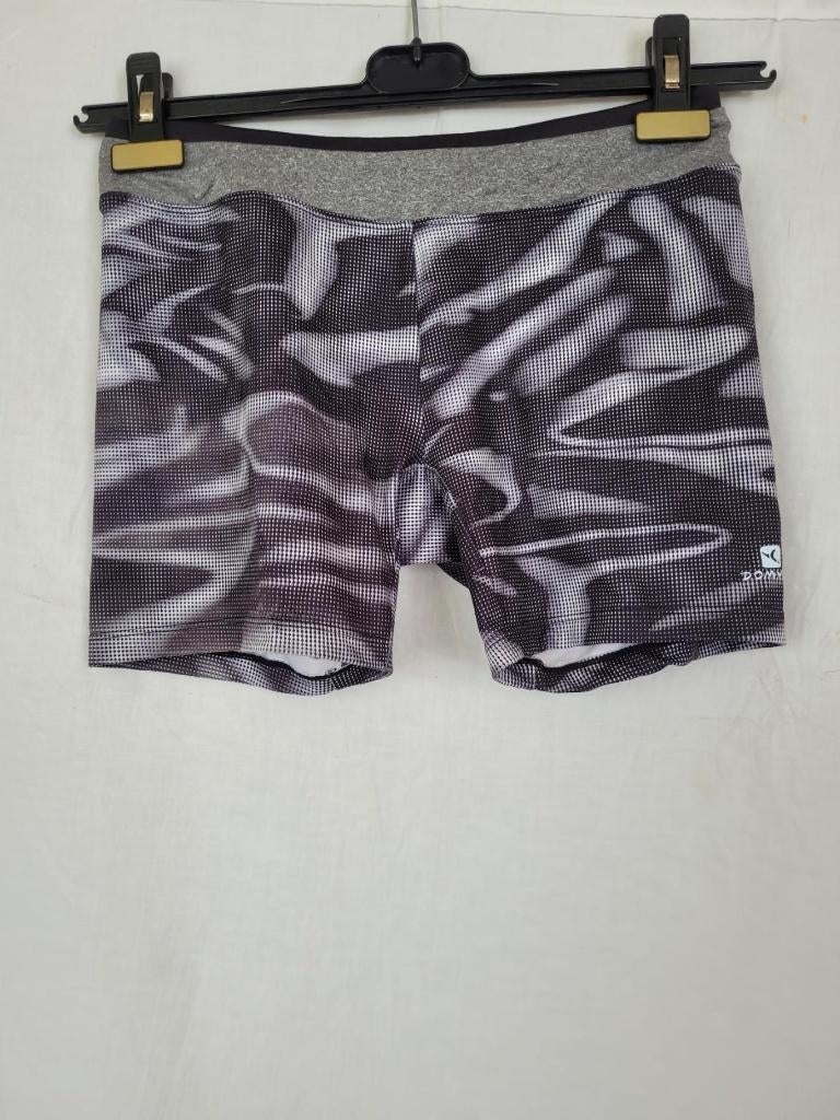 Stoere zwart-witte korte sportbroek mt S merk Domyos, Kort, ., Zwart, Ophalen of Verzenden