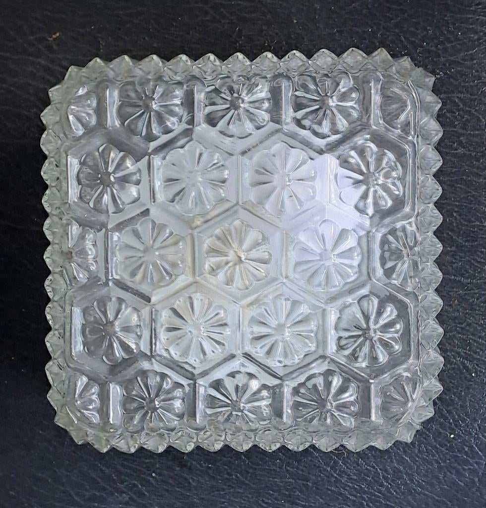 vintage plafonniere vierkant glas, Ophalen of Verzenden, Glas