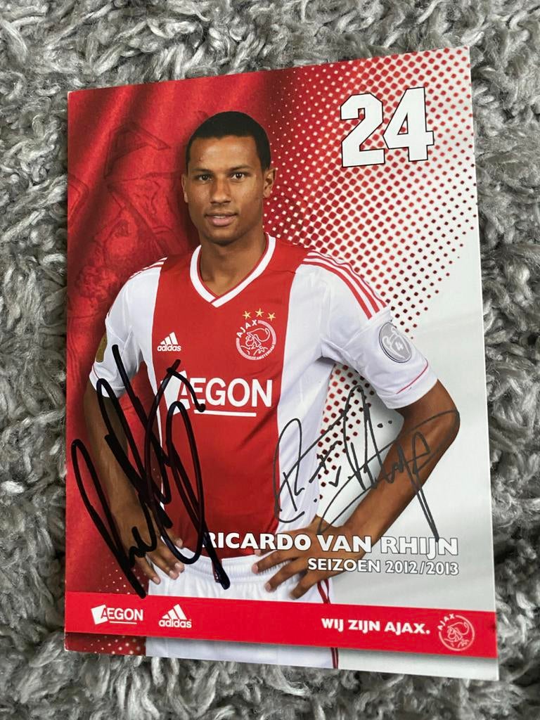 Gesigneerde Spelerskaart Ricardo van Rhijn Ajax, Verzamelen, Sportartikelen en Voetbal, Ophalen of Verzenden, Zo goed als nieuw