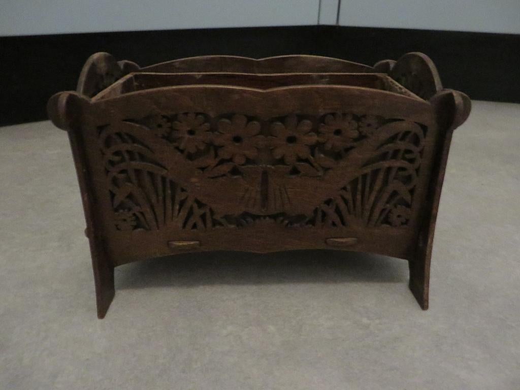 Art deco houten planten schaal, figuur zaag kunstnijverheid, Ophalen of Verzenden