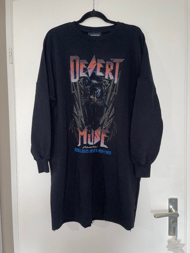 Colourful rebel zwarte comfy panter sweater dress jurk mt XS, Zwart, Colourful Rebel, Ophalen of Verzenden, Zo goed als nieuw