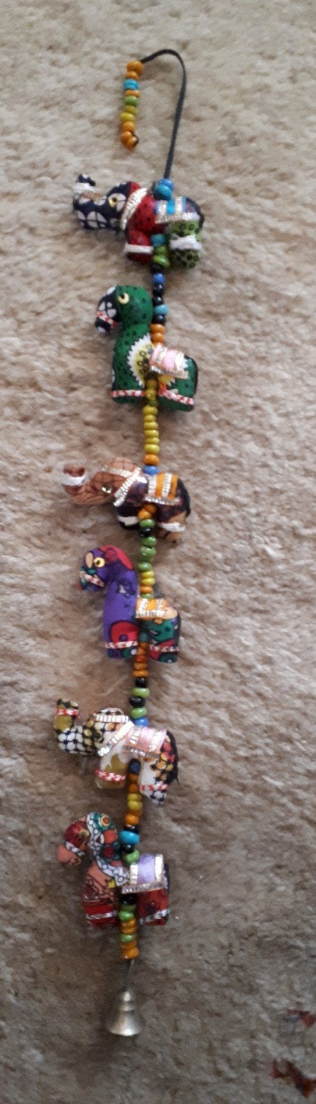 india slinger met olifant paardjes en belletje, Wanddecoratie, Textiel, India, Handgemaakt
