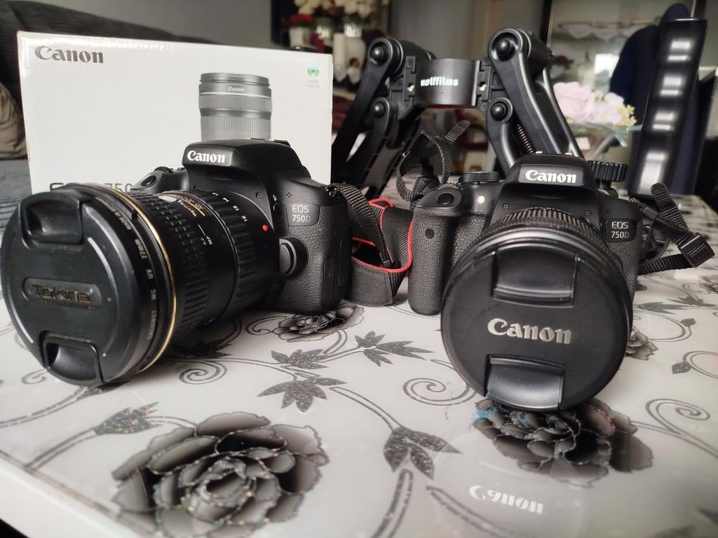 Twee Canon EOS 750D camera's met lenzen en accessoires, Spiegelreflex, Canon, Ophalen of Verzenden, Zo goed als nieuw