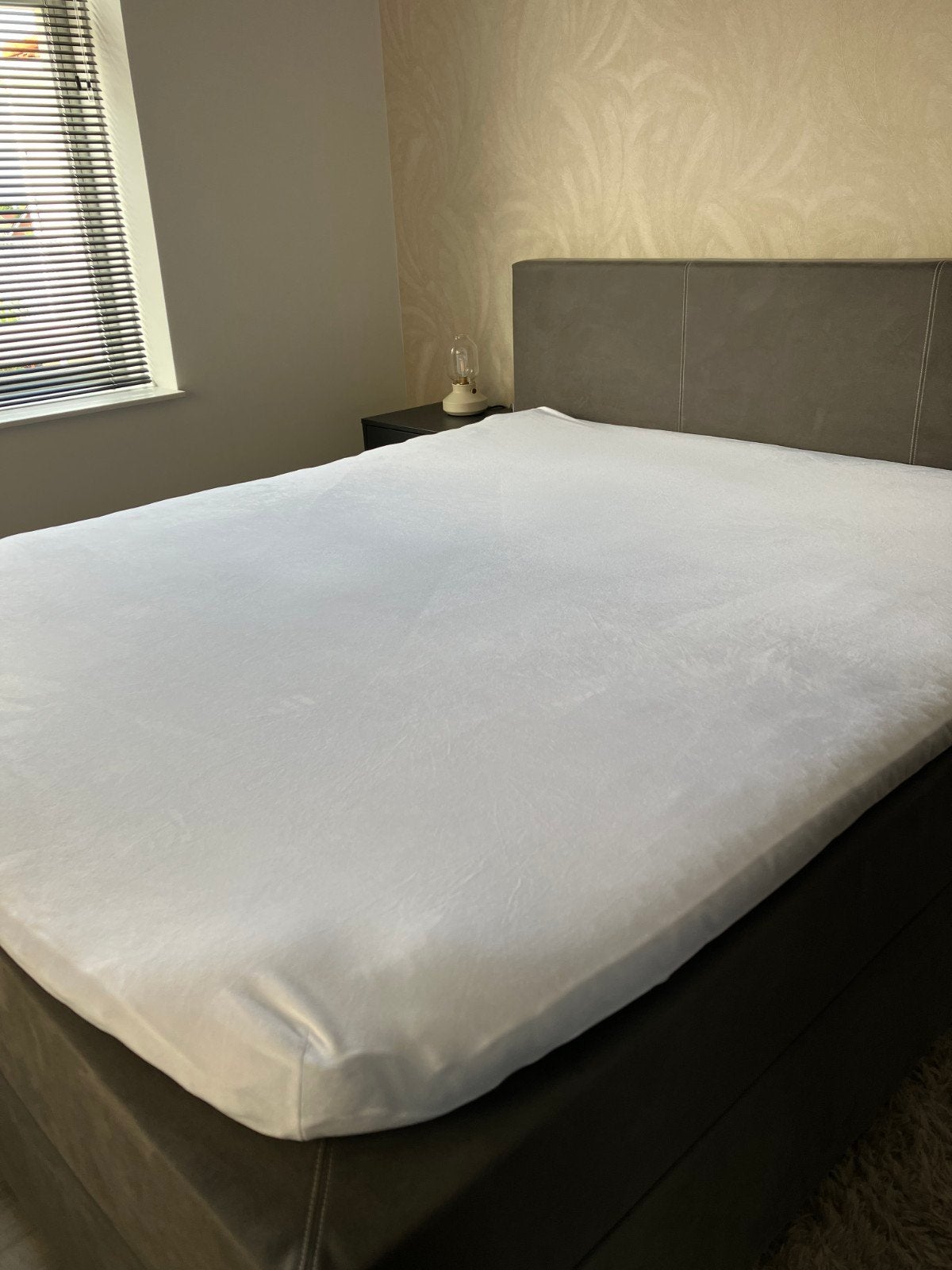 2x Optidee Optimink Hoeslaken (180 x 200-220 cm) Sneeuwit., Ademend, Tweepersoons, Ophalen of Verzenden, Zo goed als nieuw