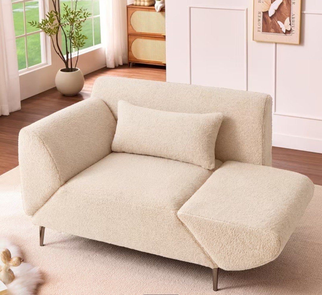 Moderne Crèmekleurige Bouclé Fauteuil  Comfortabel & Stijlvo, Huis en Inrichting, Fauteuils, 75 tot 100 cm, Ophalen of Verzenden