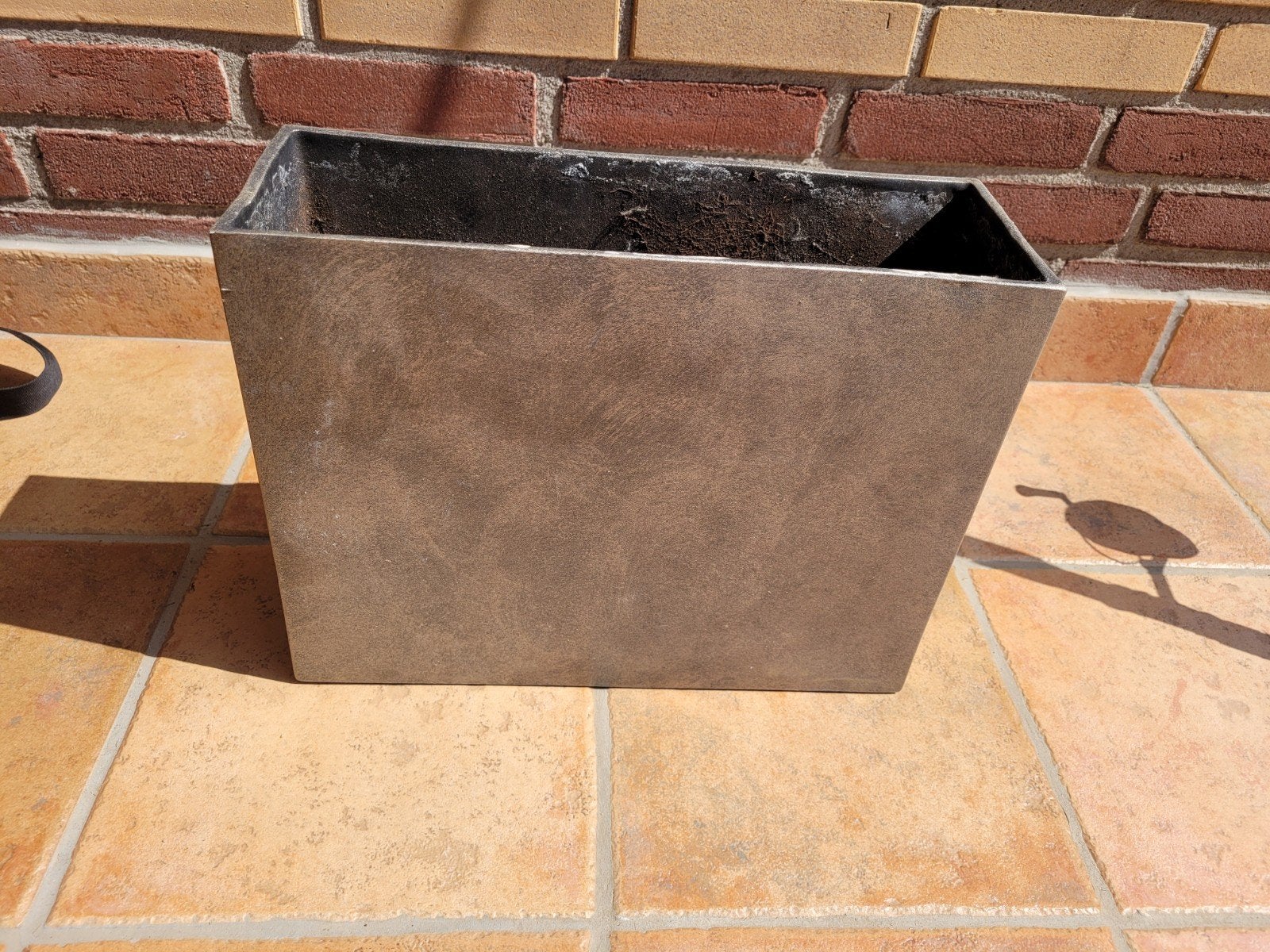 Rechthoekige bloembak van metaal, Tuin en Terras, Bloembakken en Plantenbakken, Gebruikt, Minder dan 60 cm, Onbekend, Ophalen of Verzenden