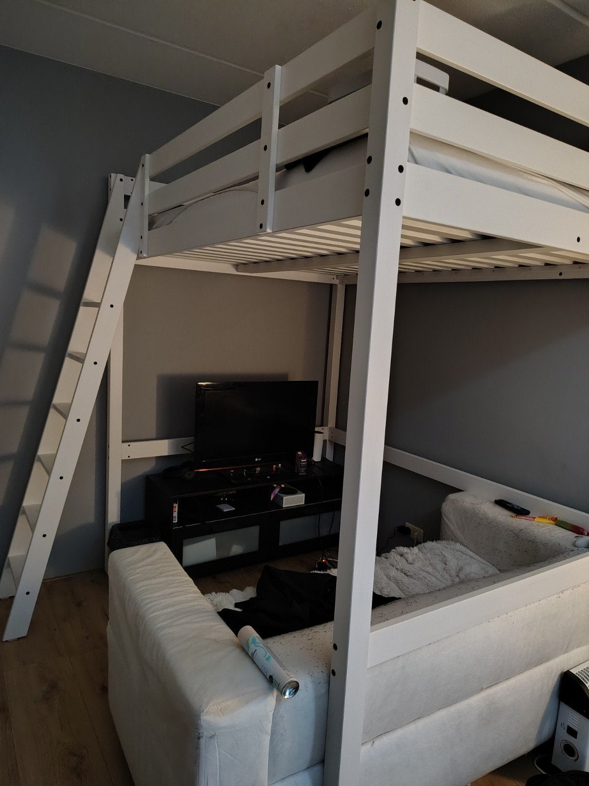 IKEA Stora Hoogslaper, wit, eventueel met matras (140*200), Ophalen, Hoogslaper, 140 cm, Zo goed als nieuw
