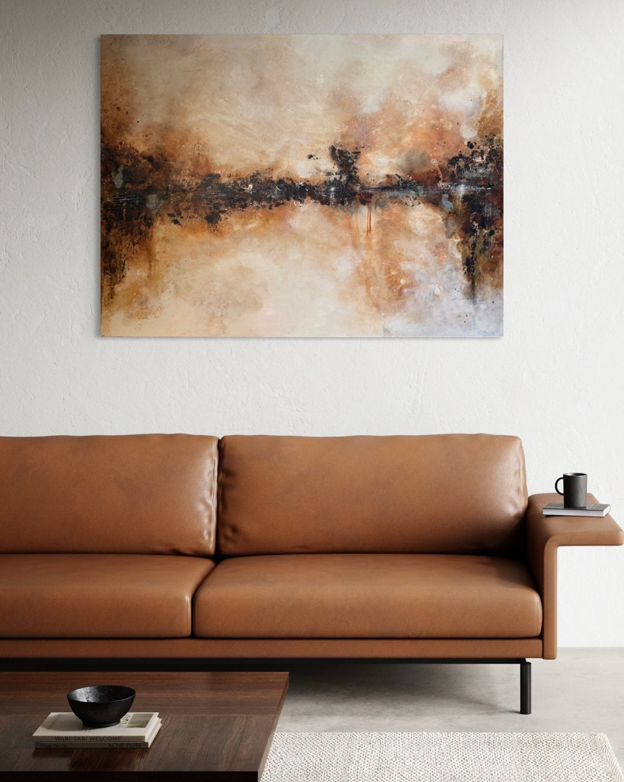 Groot abstract schilderij | 90  120 cm | Originele kunst, Ophalen of Verzenden