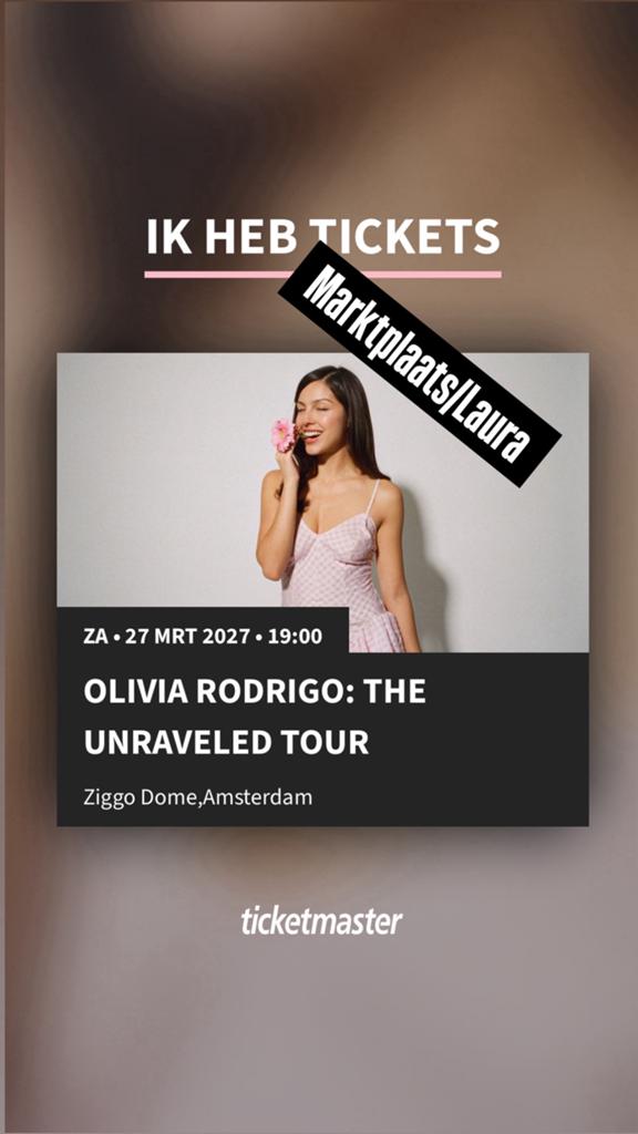 Olivia Rodrigo Tour: the unraveled tour/Amsterdam(za 27 mrt), Tickets en Kaartjes, Concerten | Pop, Twee personen, Maart