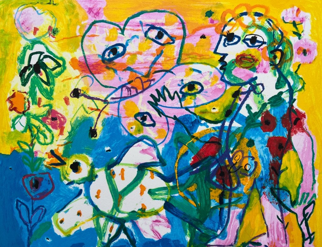 Hans Truijen - handgesigneerde zeefdruk | 'Happy day' | 1993, Ophalen of Verzenden