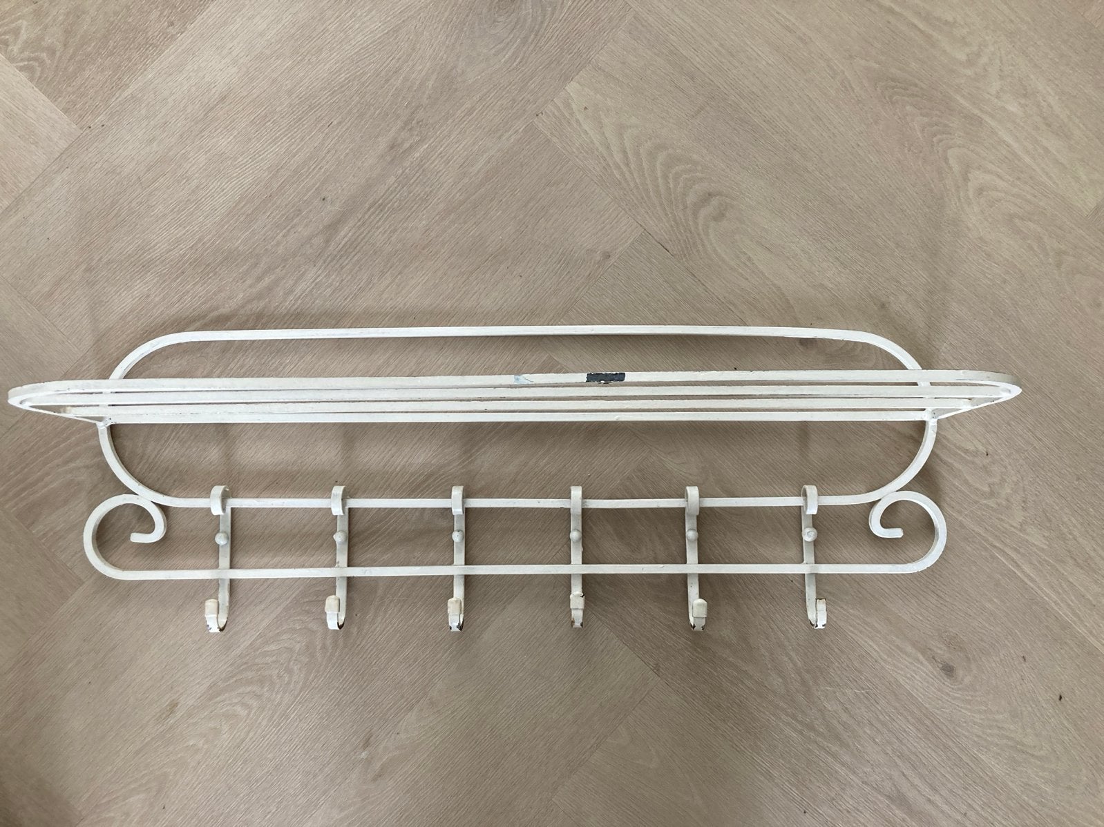 Vintage metalen wandkapstok met hoedenrek, Gebruikt, Minder dan 100 cm, Metaal, Ophalen