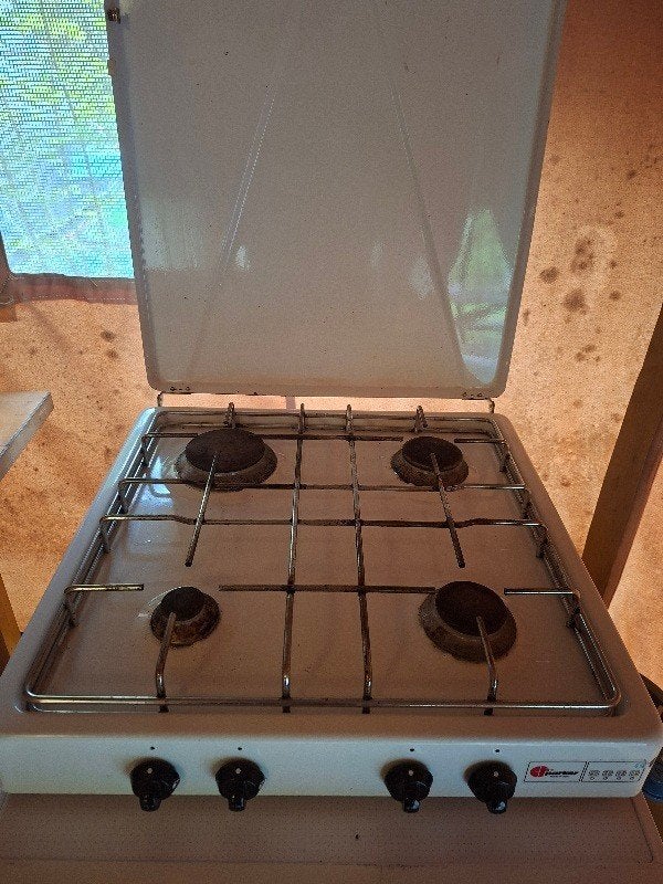 parker 4 pits gasstel - camping + fles en drukregelaar, Caravans en Kamperen, Ophalen, Gebruikt