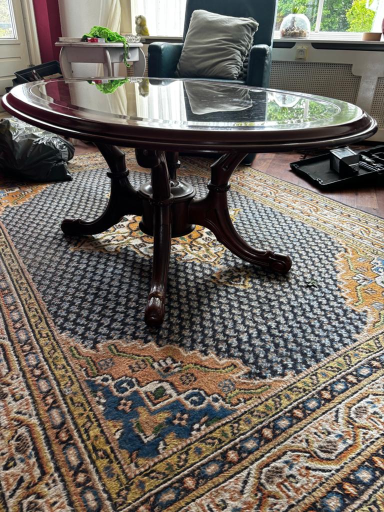 Ovale salontafel met glazen blad - Klassiek design, Antiek en Kunst, Ophalen