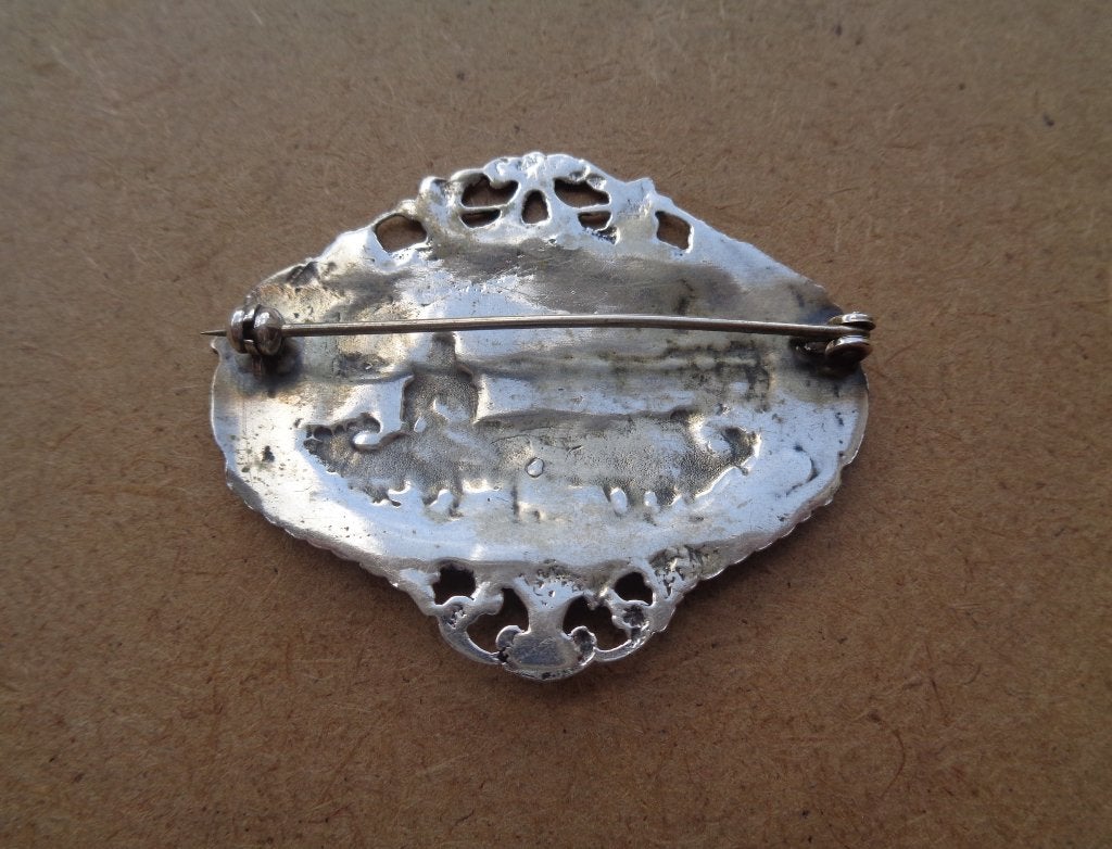 antiek zilveren broche Niekerk N10 [417], Verzenden, Zilver, Broche