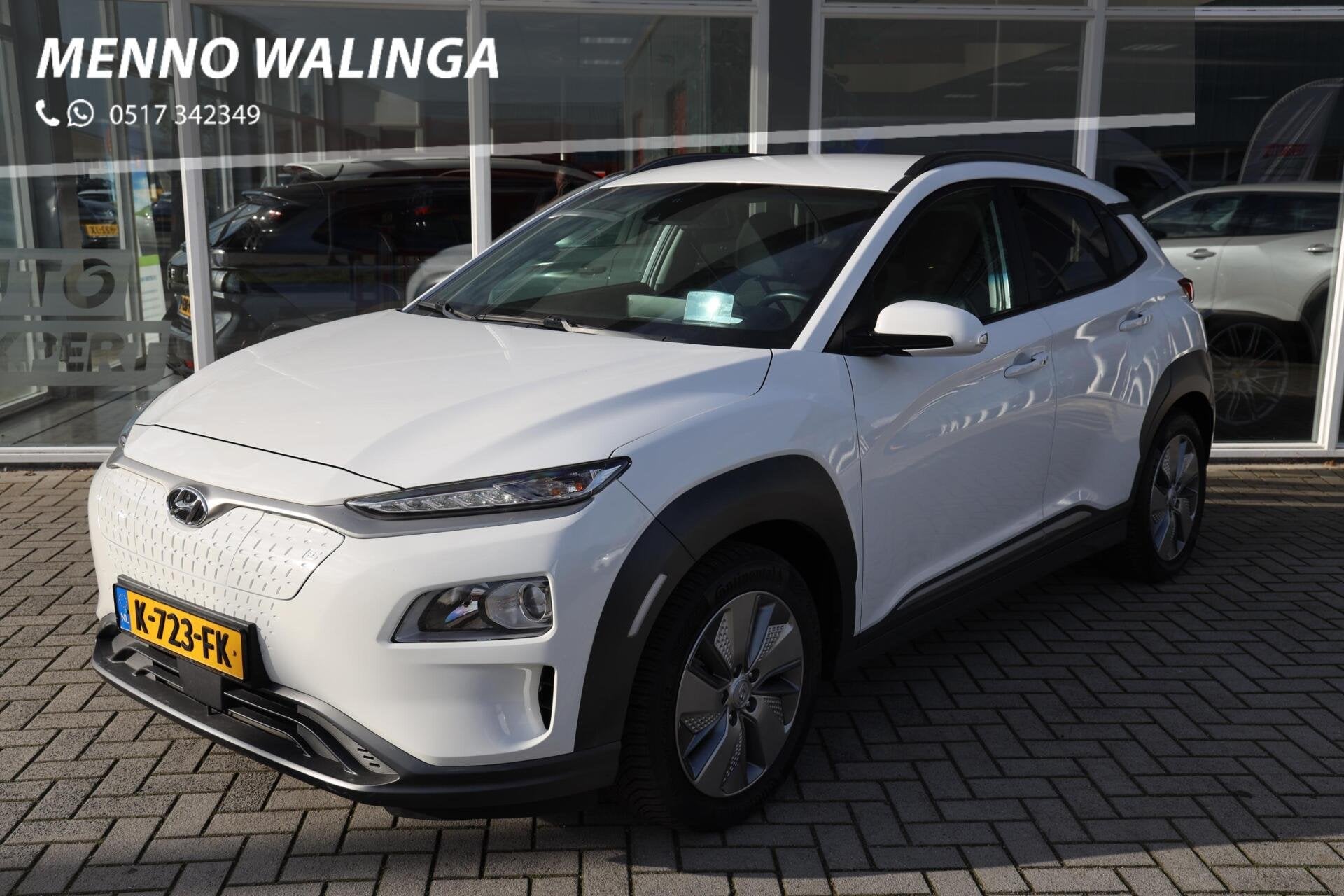 Hyundai Kona EV Fashion 64 kWh|Krell Audio|HUD|Camera|Carpla, Dealer onderhouden, Gebruikt, Met garantie (alle), Wit