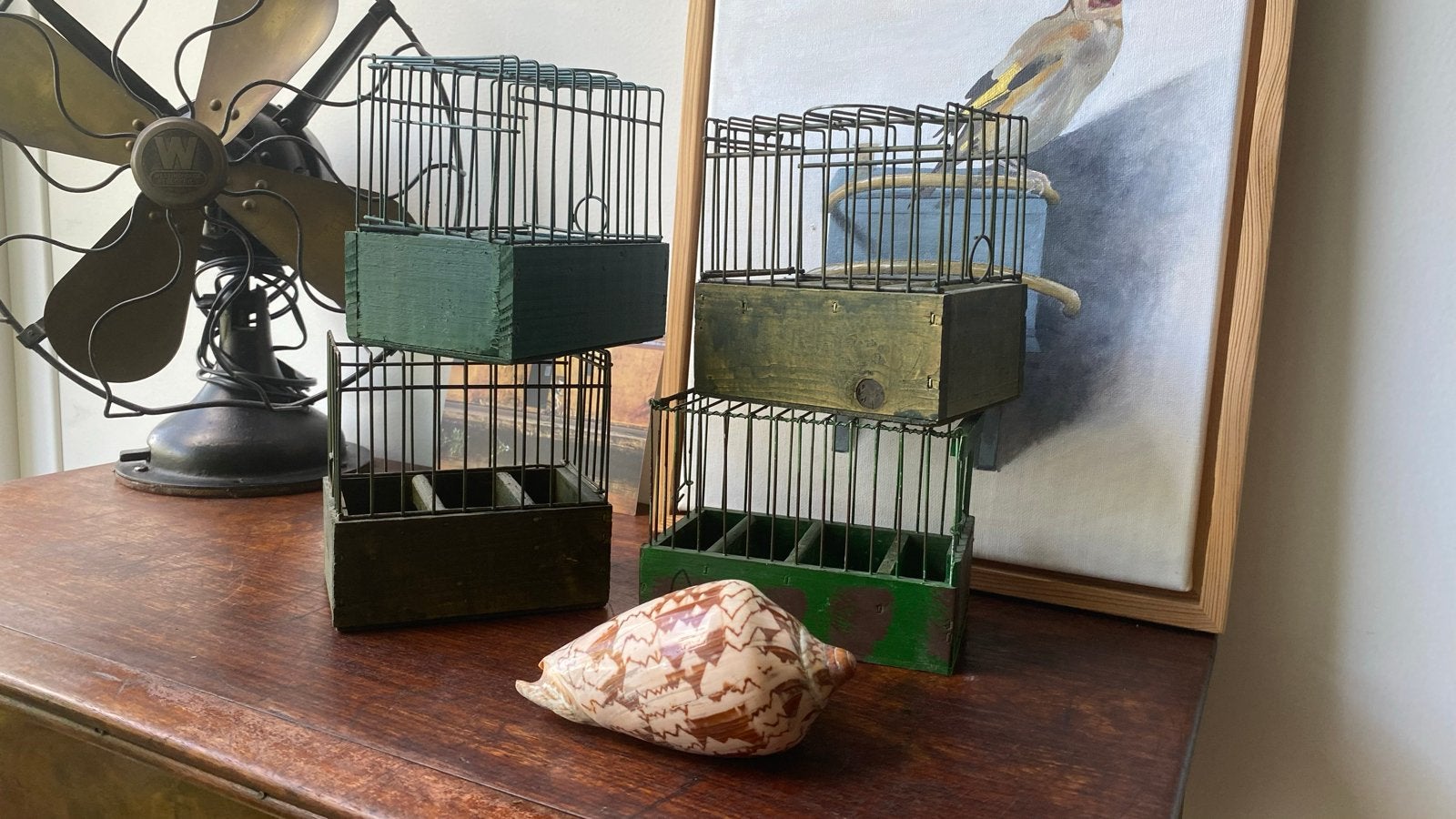 Set van 4 vintage vogelkooitjes, Ophalen
