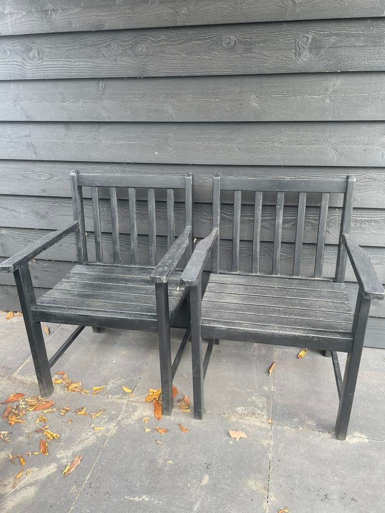 2 houten tuinstoelen, Tuin en Terras, Ophalen, Zo goed als nieuw, Hout