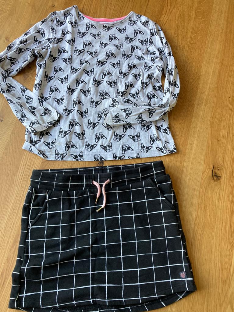 Zwart wit setje - Franse Bulletje 146, Kinderen en Baby's, Kinderkleding | Maat 146, Ophalen of Verzenden, Zo goed als nieuw, Meisje