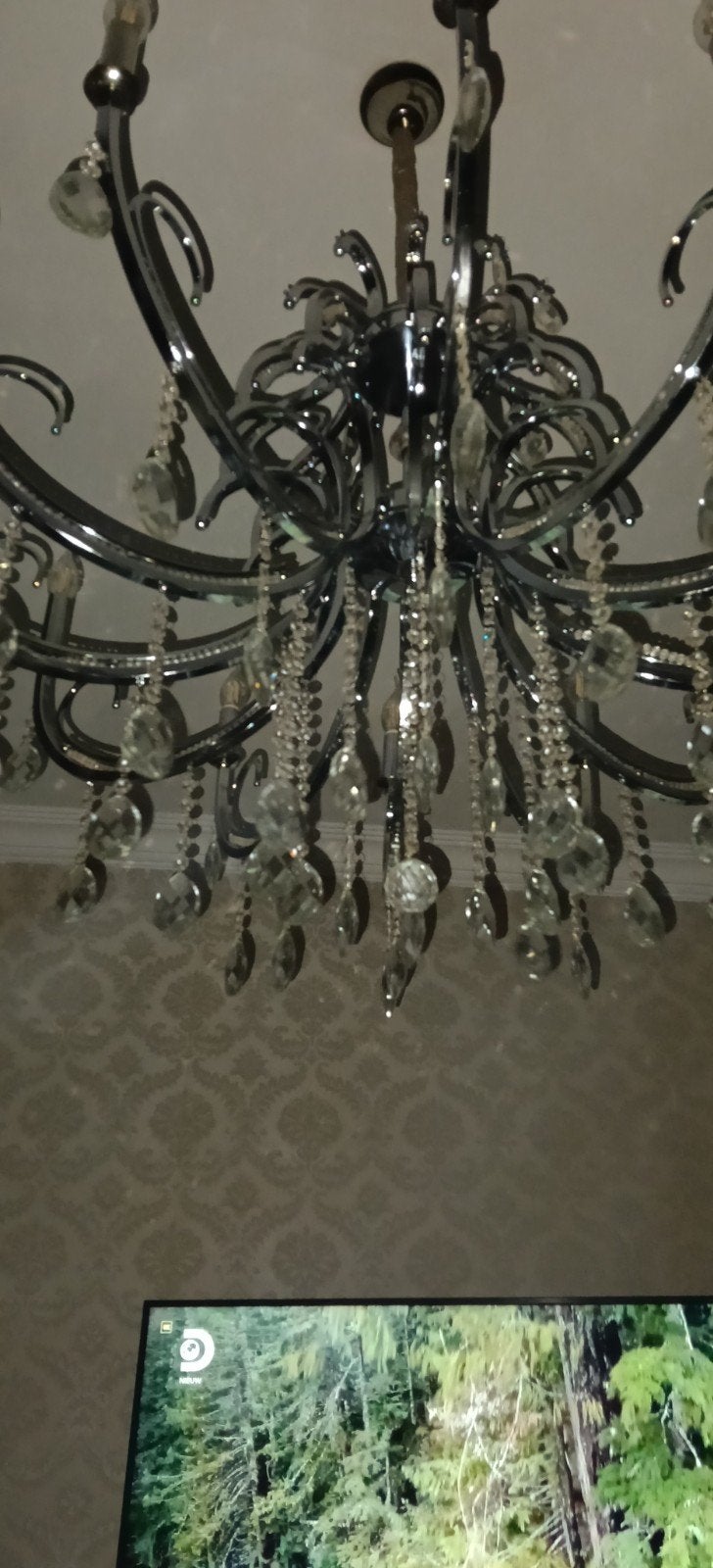 Zilveren Kroonluchter met 12 Lampen - Zo goed als nieuw, Ophalen of Verzenden, Zo goed als nieuw, Glas