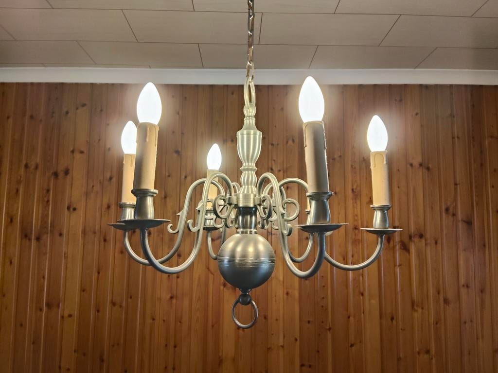 Vintage Kroonluchter., Huis en Inrichting, Lampen | Kroonluchters, Ophalen, Gebruikt, Metaal, Klassiek, Landelijk, Vintage